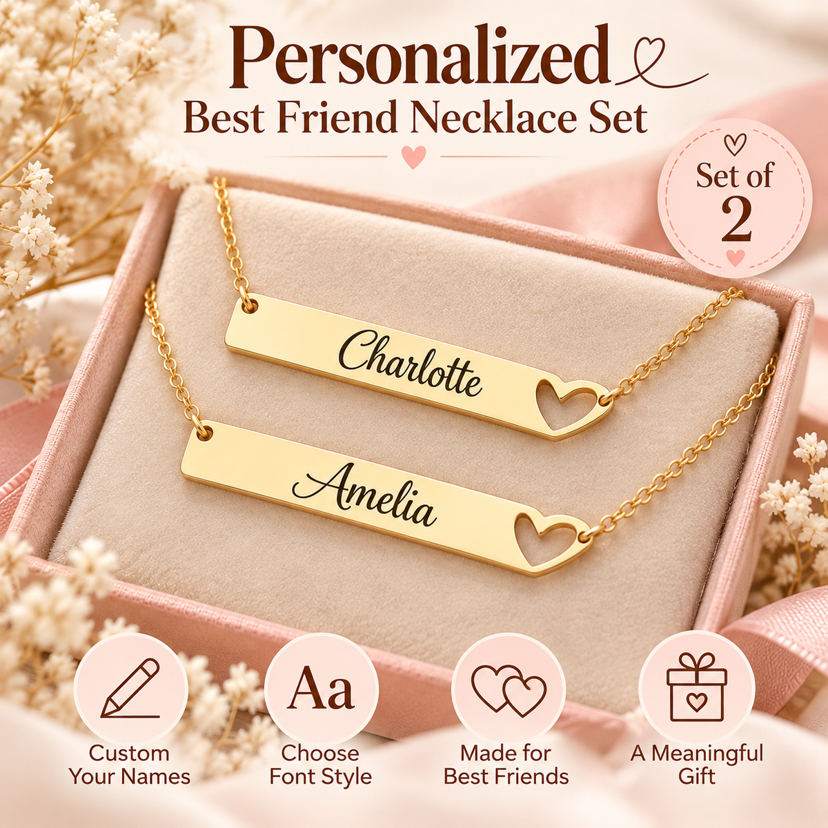 Personalized Best Friend Necklace Set