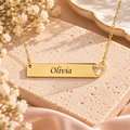 Personalized Heart Bar Name Necklace