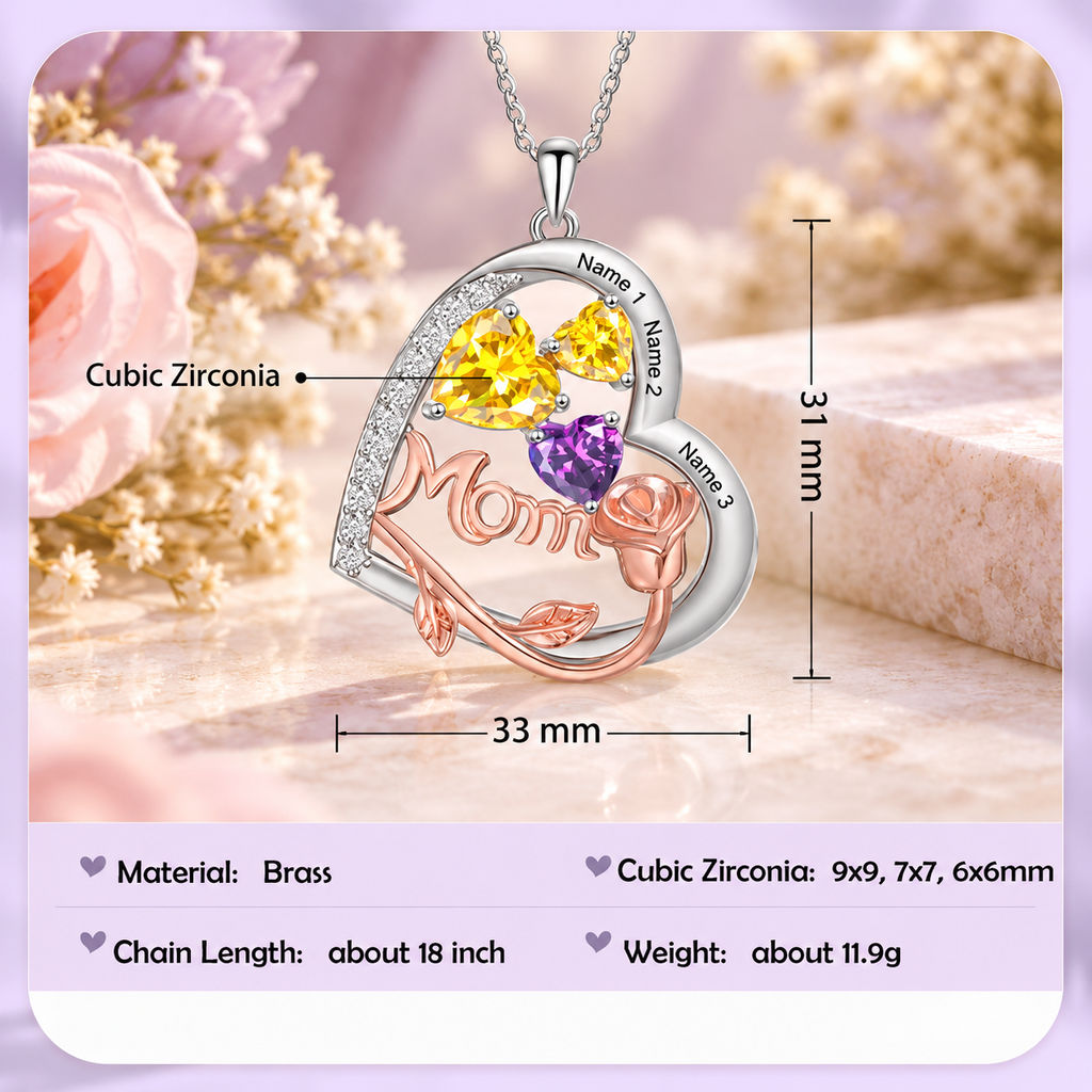 Personalized Mom Birthstone Necklace