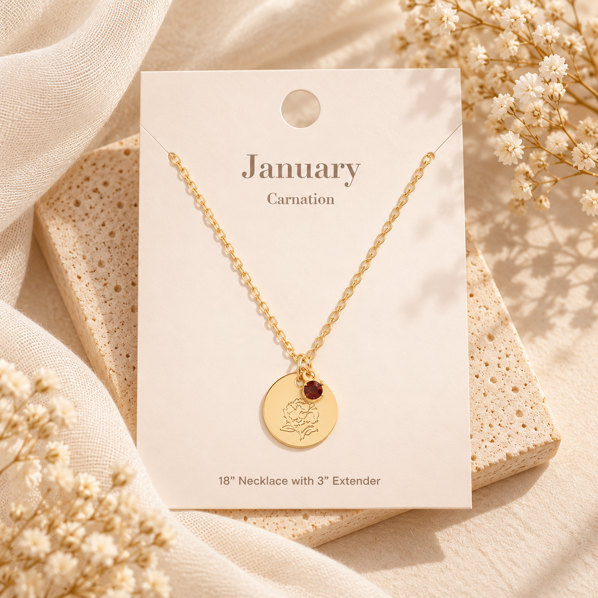 January Birth Flower Necklace