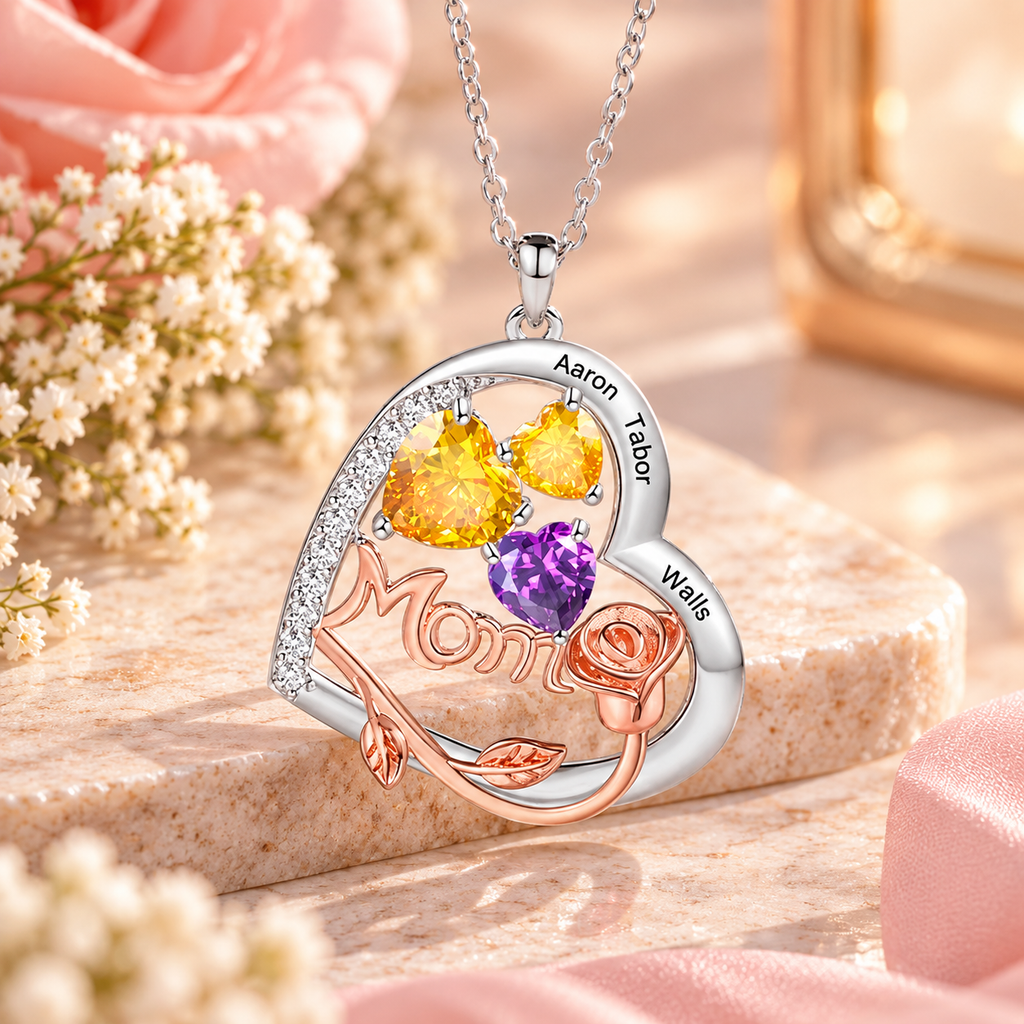 Personalized Mom Birthstone Necklace