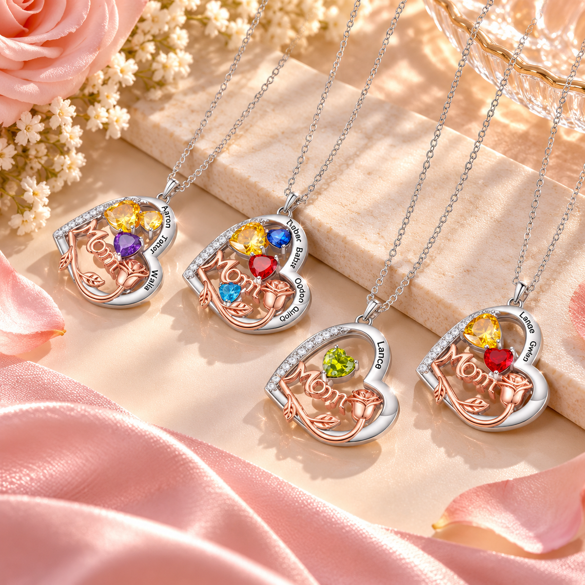 Personalized Mom Birthstone Necklace